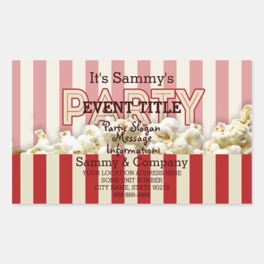 お前のパーティーパーソナライズされた供給だ。 長方形シール (正面)