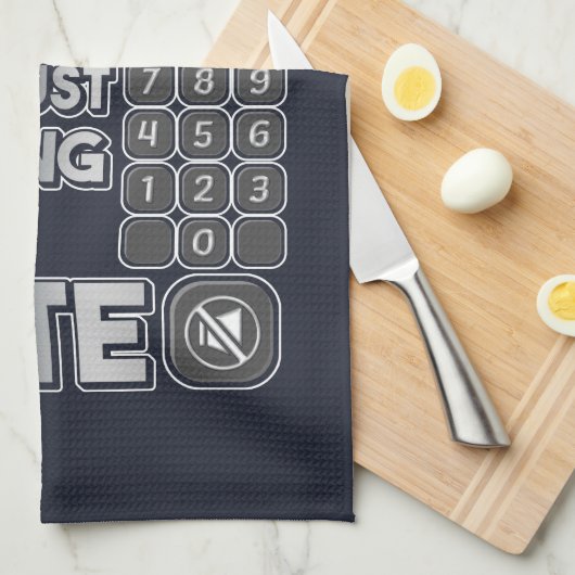 お前のボタンを押すつもりでなくてごめんね キッチンタオル (四つ折り)