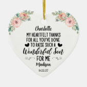 お前のメッセージを持つ新郎の感謝してい贈り物の母 セラミックオーナメント (正面)