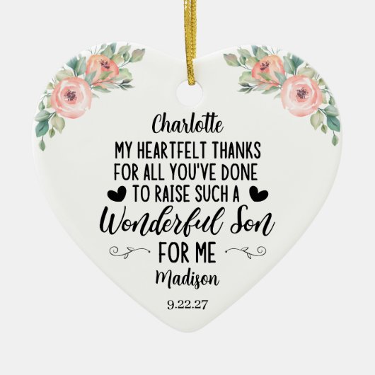 お前のメッセージを持つ新郎の感謝してい贈り物の母 セラミックオーナメント (正面)