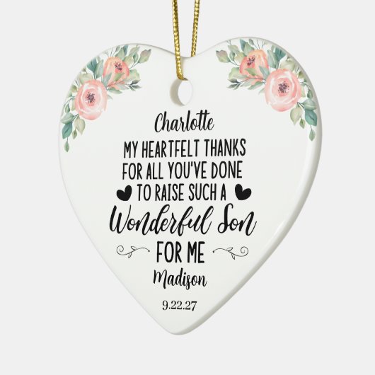 お前のメッセージを持つ新郎の感謝してい贈り物の母 セラミックオーナメント (左)