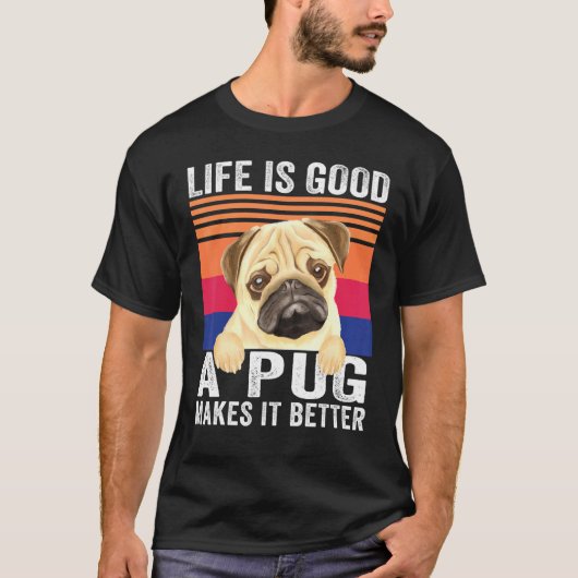 お前の人生はパグでヴィンテージ Tシャツ (正面)