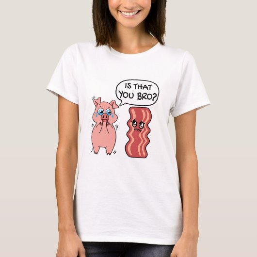 お前の仲間か?ベーコンおもしろいピグ Tシャツ (正面)