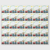 お前の写真の飾り立てクリスマス·トレインとかわいい小妖精や小人 ラッピングペーパー (フラット)