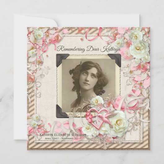 お前の写真記念祭のエレガントバラが真珠 招待状 (正面)