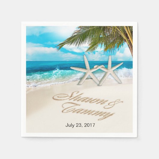 お前の名前を砂に入れるヒトデのカップル スタンダードカクテルナプキン (正面)