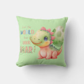 お前の吠え声は世間に聴かせろかわいい水彩ディノ クッション (正面)