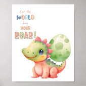 お前の吠え声は世間に聴かせろかわいい水彩ディノ ポスター (正面)