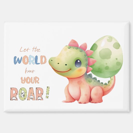 お前の吠え声は世間に聴かせろかわいい水彩ディノ マグネット (正面)