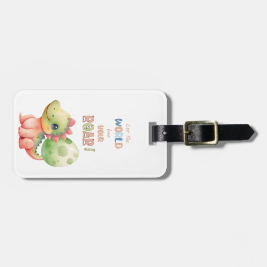 お前の吠え声は世間に聴かせろかわいい水彩ディノ ラゲッジタグ (正面横)