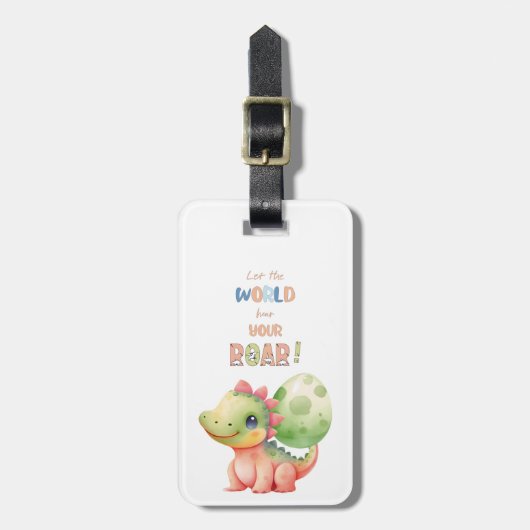 お前の吠え声は世間に聴かせろかわいい水彩ディノ ラゲッジタグ (正面縦)