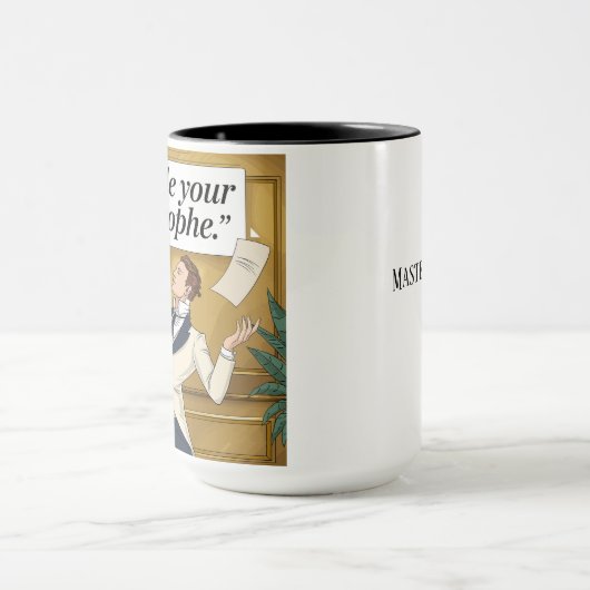 お前の大惨事をくすぐる:エレガントおもしろい引用文 マグカップ (中央)