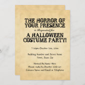 お前の存在に対する恐怖。ハローウィンパーティ。 招待状 (正面/裏面)