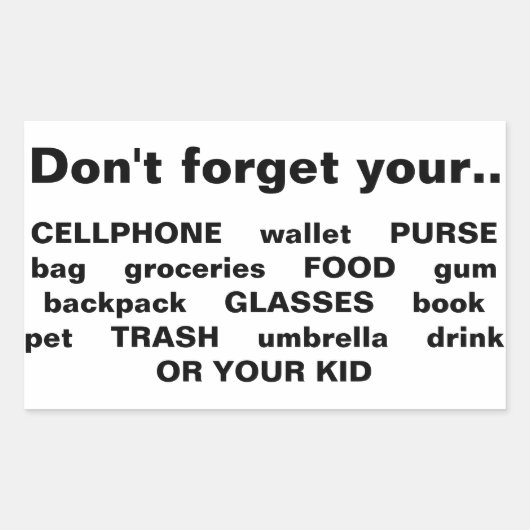 お前の忘れ電話/財布…子供のステッカー 長方形シール (正面)