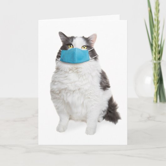 お前の恋しく思顔の太った猫が顔マスクで見える シーズンカード (正面)