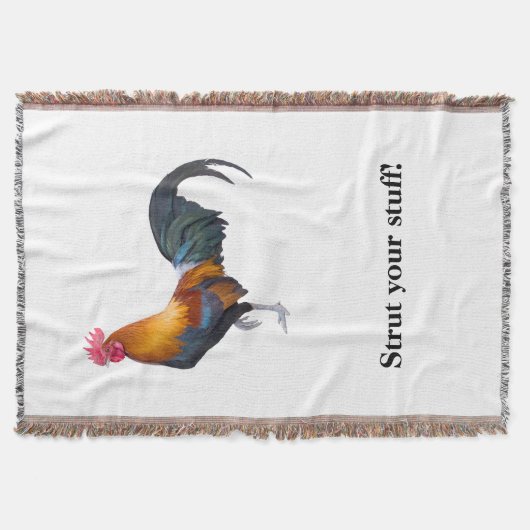 「お前の物を守れ」と書かれた鶏の投げ毛布 スローブランケット (正面)