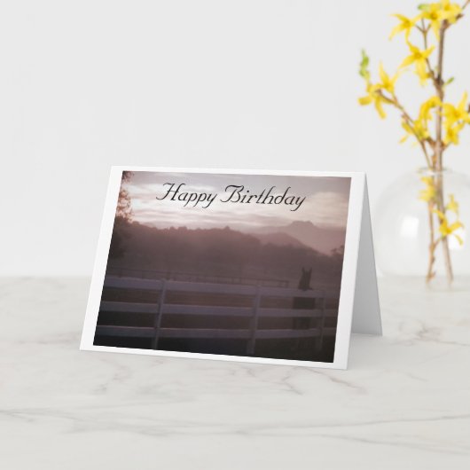 「お前の特別な日に、夜明けから夕暮れまでの馬の夜明け」誕生日 カード (黄色い花)