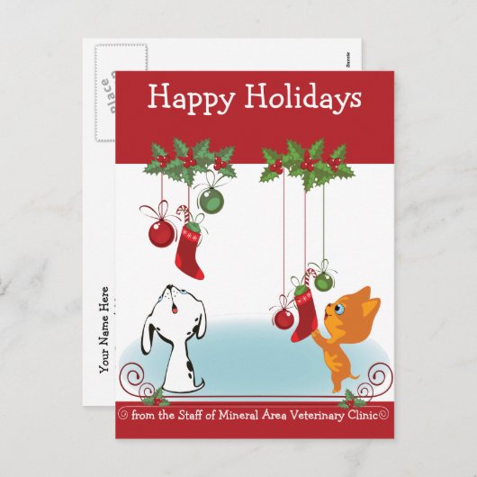 お前の獣医院でペットを連れて行く休日の挨拶 シーズンポストカード (正面/裏面)