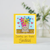 お前の笑顔考えの買い物袋の花 ポストカード (スタンド正面)