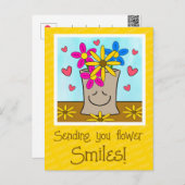 お前の笑顔考えの買い物袋の花 ポストカード (正面/裏面)