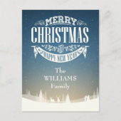 お前の苗字メリークリスマス冬の雪景色 ポストカード (正面)