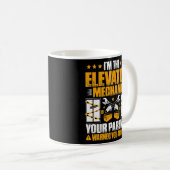 お前の親よ警告りエレベーター整備士  コーヒーマグカップ (正面右)