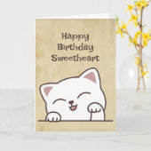 お前の誕生日おもしろい猫が大好き恋人 カード (黄色い花)