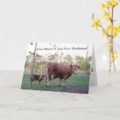 お前の誕生日は?牛誕生日カード カード (黄色い花)