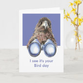 お前の鳥の日が見えるぞ誕生日のおもしろい鳥ウォッチャー カード (黄色い花)