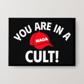 お前はカルトだ！ | 赤はっきりした帽子ボタン 缶バッジ (正面)