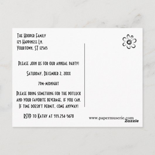 お前はクリス招待されマスパーティー、ブルーグラスボールだ ポストカード (裏面)