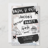 お前はビデオゲームのティーン少年誕生日パーティーにいるぜ、ブロ兄ちゃん 招待状 (正面)