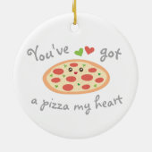 お前はピザ得を持って私のハートパニおもしろいーな食べ物ユーモア セラミックオーナメント (裏面)