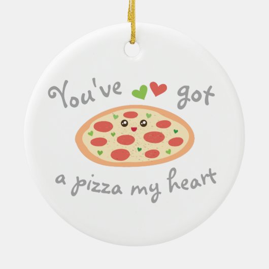 お前はピザ得を持って私のハートパニおもしろいーな食べ物ユーモア セラミックオーナメント (裏面)