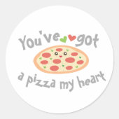お前はピザ得を持って私のハートパニおもしろいーな食べ物ユーモア ラウンドシール (正面)