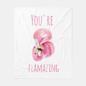 お前はモダン美しいピンクフラミンゴだ フリースブランケット (正面)