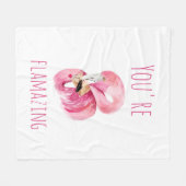 お前はモダン美しいピンクフラミンゴだ フリースブランケット (正面(横))