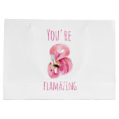 お前はモダン美しいピンクフラミンゴだ ラージペーパーバッグ (裏面)