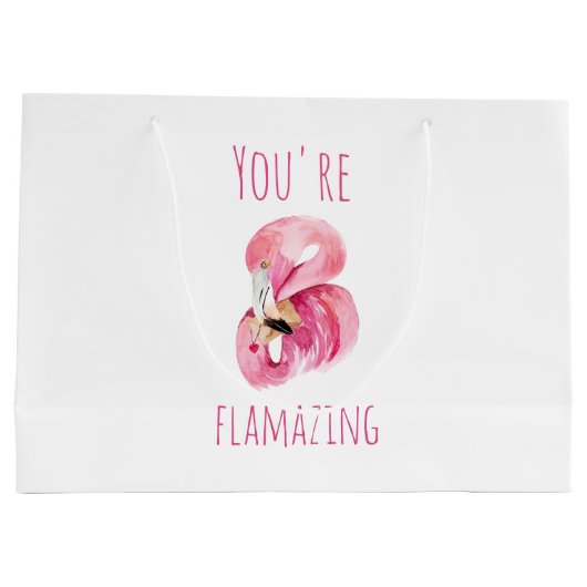 お前はモダン美しいピンクフラミンゴだ ラージペーパーバッグ (裏面)