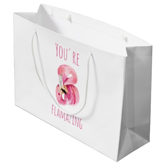 お前はモダン美しいピンクフラミンゴだ ラージペーパーバッグ (裏面アングル)