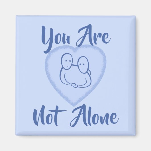 「お前は一人じゃない」青いハート マグネット (正面)