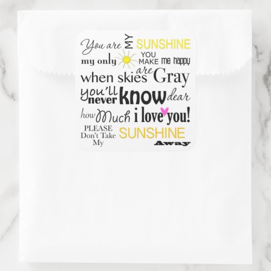 お前は俺のサンシャインだ俺の唯一のサンシャイン スクエアシール (バッグ)