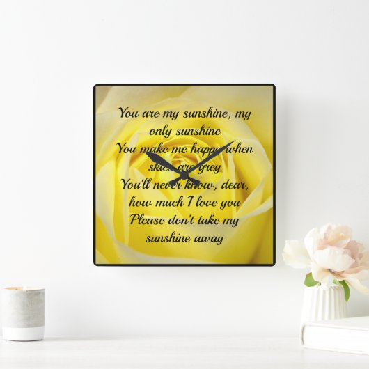 お前は俺のサンシャインイエローローズスクエア時計だ スクエア壁時計 (ホーム)