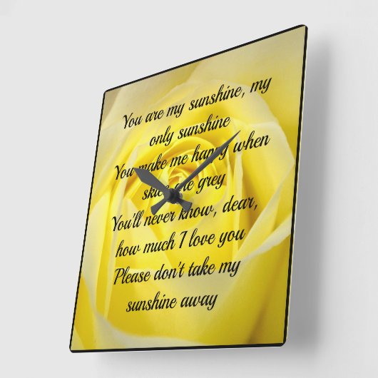 お前は俺のサンシャインイエローローズスクエア時計だ スクエア壁時計 (傾斜)