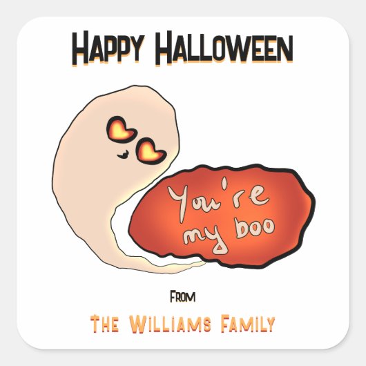 お前は俺のブーだ | かわいいハロウィーン スクエアシール (正面)