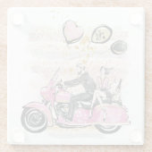 お前は俺の世界を揺れ動かす |カップルのオートバイ昇華 ガラスコースター (裏面)