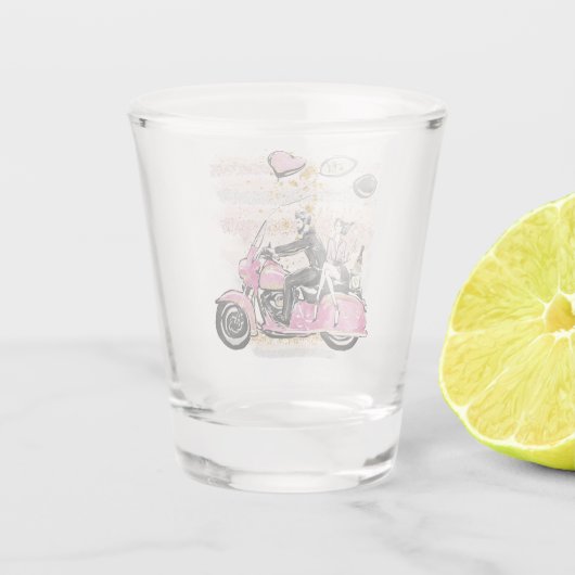 お前は俺の世界を揺れ動かす |カップルのオートバイ昇華 ショットグラス (裏面)