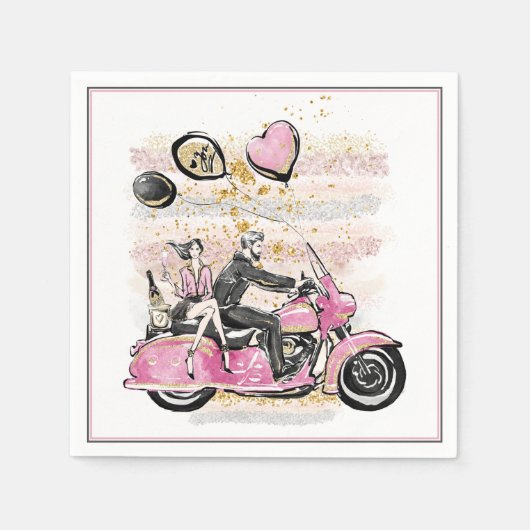 お前は俺の世界を揺れ動かす |カップルのオートバイ昇華 スタンダードカクテルナプキン (正面)