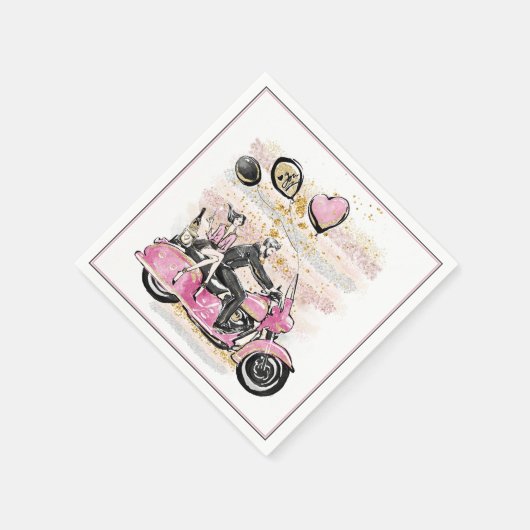 お前は俺の世界を揺れ動かす |カップルのオートバイ昇華 スタンダードカクテルナプキン (角)