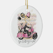お前は俺の世界を揺れ動かす |カップルのオートバイ昇華 セラミックオーナメント (右)